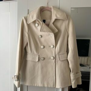 Women's Cream Double-Breasted Coat